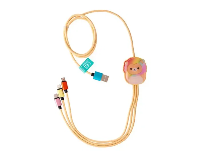 Wondee Cable de carga Squishmallows 3 en 1 (micro USB, USB-C, Lightning) Leonard El León 1.2 m, trenzado, carga rápida, licencia oficial Wondee Cable de carga Squishmallows 3 en 1 (micro USB, USB-C, Lightning) Leonard El León 1.2 m, trenzado, carga rápida, licencia oficial
