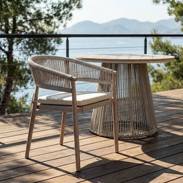 Silla Apilable Acero-Rattán Pe Exterior 57 X 58 X 77 cm