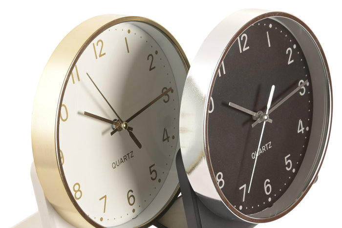 DKD Home Decor Set de 2 Relojes de Sobremesa PVC Blanco y Negro DKD Home Decor Set de 2 Relojes de Sobremesa PVC Blanco y Negro