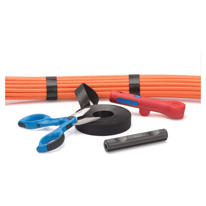 Digitus Klettband Velcro de 20 mm de Ancho x 10 Metros de Largo, Negro, Rollo de Cinta Adhesiva de Gancho y Bucle, Referencia Klettband 20mm breit 10m Rolle