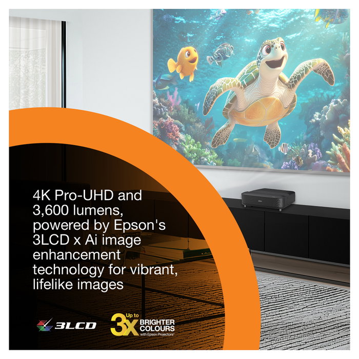 Epson EH-LS670B Proyector 4K Láser, 3600 lúmenes ANSI, Ultra HD 3840x2160, Google TV, Wi-Fi, Bluetooth, Negro - Proyector de Cine en Casa