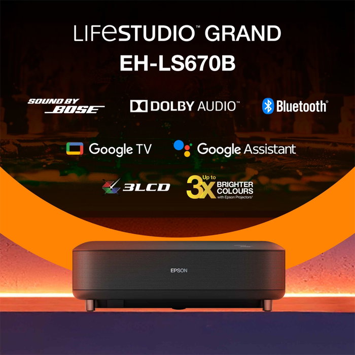 Epson EH-LS670B Lifestudio Grand Proyector Láser 4K UHD de Tiro Ultra Corto Epson EH-LS670B Lifestudio Grand Proyector Láser 4K UHD de Tiro Ultra Corto