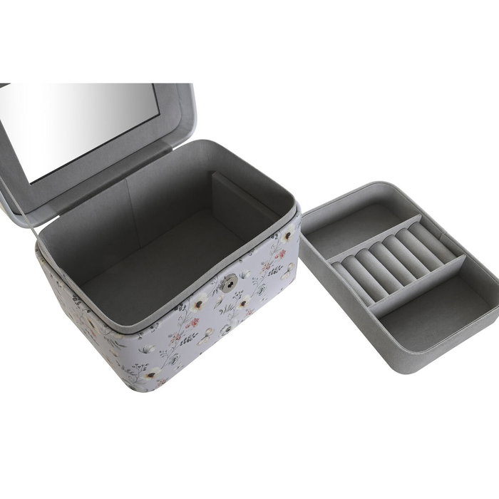 DKD Home Decor Joyero PU con Espejo y Bandeja Satinada Surtido de 2 Unidades