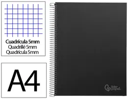 Liderpapel Cuaderno Espiral A4 Micro Jolly Tapa Forrada 140 Hojas Cuadro 5mm Negro