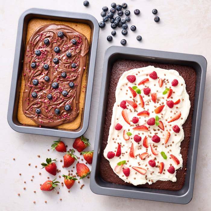 Day Juego de 2 Moldes Rectangulares de Acero Antiadherente Goldflon, 36x23 cm y 42x29 cm