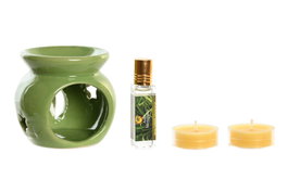 DKD Home Decor Set de 4 Quemadores de Cerámica 10ml con 2 Velas