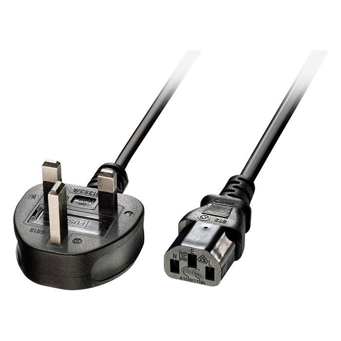 Lindy Cable de alimentación UK 3 Pin a IEC C13, 2m