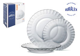 Duralex Vajilla Transparente 12 Piezas Cristal Templado Duralex Picardie Ambar, Peso 9.60 kg (2 Unidades)