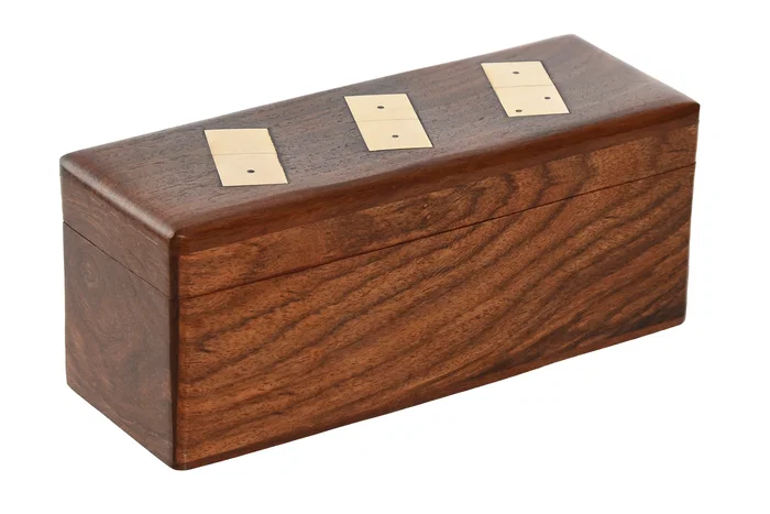 DKD Home Decor Set de Dominó Sheesham y Latón Marrón/Dorado 15x6x6 cm DKD Home Decor Set de Dominó Sheesham y Latón Marrón/Dorado 15x6x6 cm