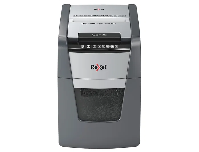 Rexel Optimum AutoFeed+ 90X Destructora de Papel Corte Cruzado Negro y Gris