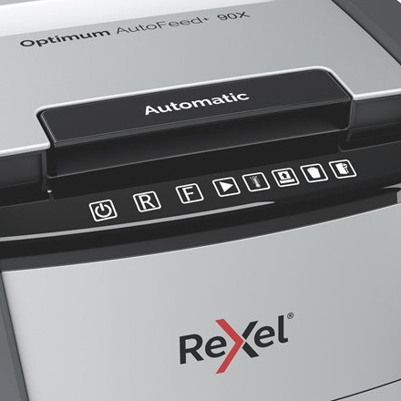 Rexel Optimum AutoFeed+ 90X Destructora de Papel Corte Cruzado Negro y Gris