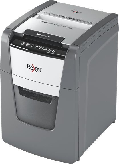 Rexel Optimum AutoFeed+ 90X Destructora de Papel Corte Cruzado Negro y Gris