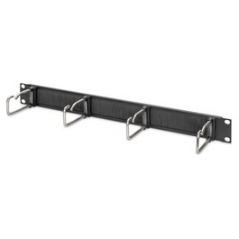 Digitus Panel de gestión de cables con estribos de acero y tira de cepillo 19 pulg 1U Negro
