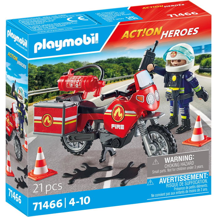 PLAYMOBIL 71466 Moto de Bomberos Action Heroes, Juguete de Figura y Vehículo con Extintor para Niños +4 Años PLAYMOBIL 71466 Moto de Bomberos Action Heroes, Juguete de Figura y Vehículo con Extintor para Niños +4 Años