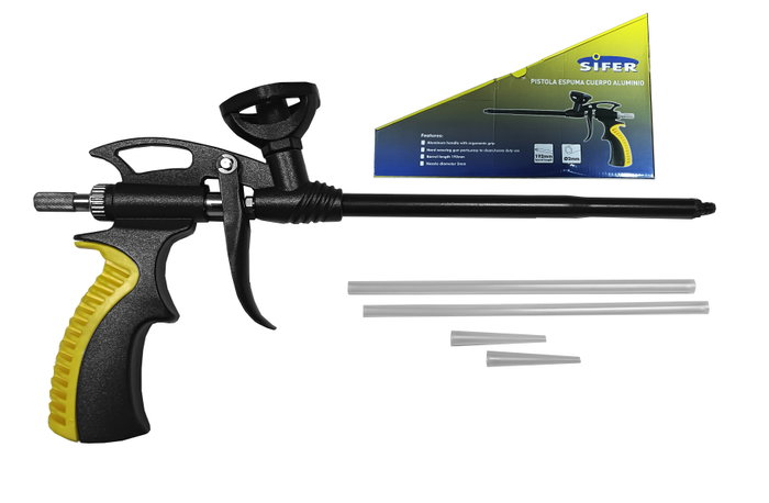 SIFER Pistola de Espuma de Poliuretano con Cuerpo de Aluminio SIFER Pistola de Espuma de Poliuretano con Cuerpo de Aluminio