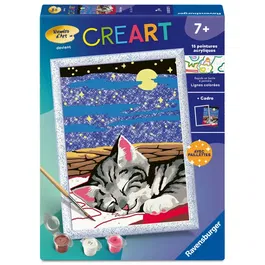 Ravensburger CreArt Kids Kit Pintar por Números - Gato Soñado, 18x24 cm, Para Mayores de 7 Años, Ref. 12023227