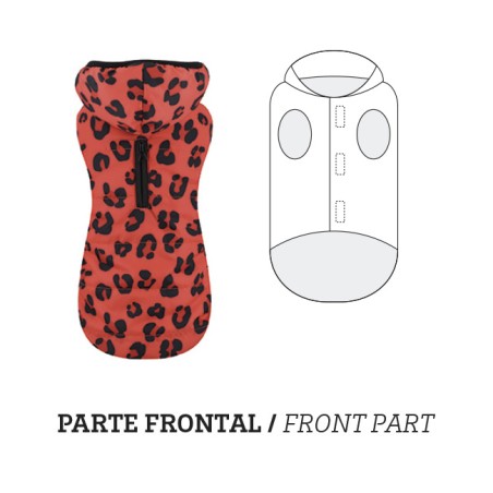 Nayeco Chaqueta Con Capucha Red Leopard Estampado Animal Print Borreguito Interior Repelente Agua Ojal Correa 50 cm