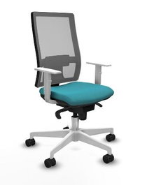 Piqueras y Crespo Silla Horna Giratoria Sincro con Brazos Regulables, Malla Gris y Asiento Turquesa