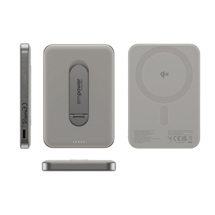 PanzerGlass empower Bank w. Spin Stand 5000mAh Titanio