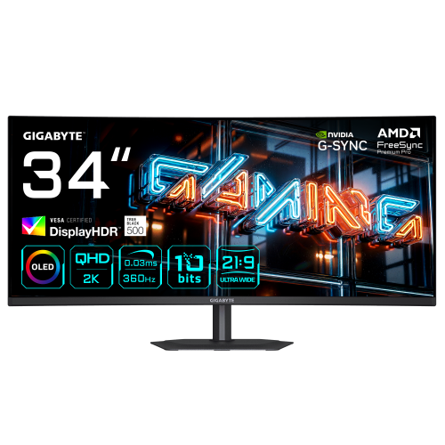 Gigabyte MO34WQC36 Monitor Gaming Curvo 34 Pulgadas WQHD QD-OLED 360Hz Gigabyte MO34WQC36 Monitor Gaming Curvo 34 Pulgadas WQHD QD-OLED 360Hz