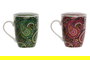 DKD Home Decor Mug Infusiones Moderno Porcelana Inox 340ml Lila Turquesa 6x10.5x8.3cm Apto Microondas Lavavajillas (2 Unidades)