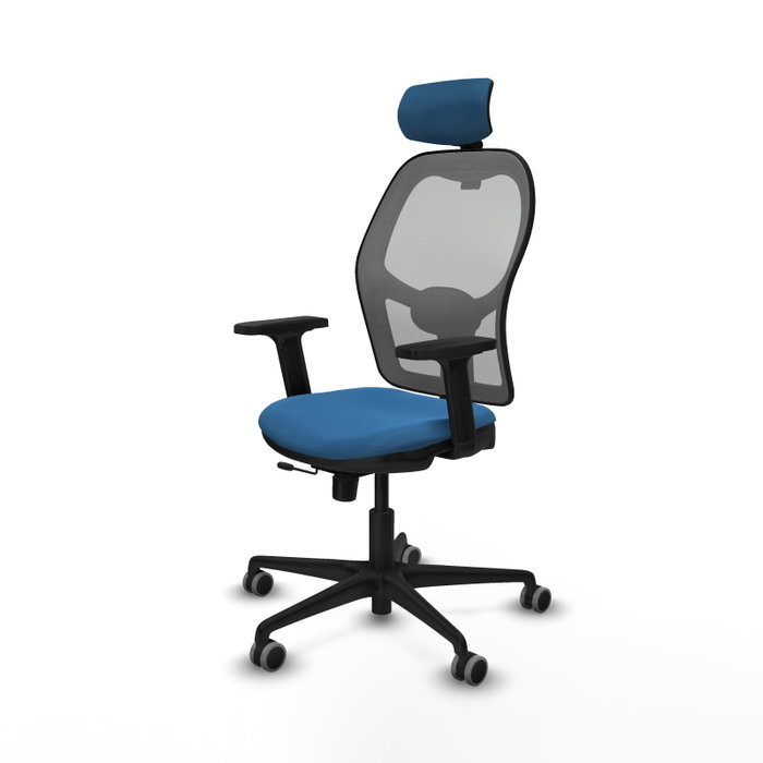 PIQUERAS Y CRESPO Silla de oficina Jorquera con mecanismo Sincro/Traslack, Azul claro y Gris