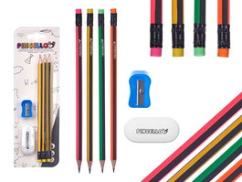 Pincello Set 3 Lapiceros Rayas con Goma Sacapuntas 8 x 24.5 x 1.2 cm (Set de 48)