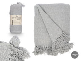 Giftdecor Multiusos Pompon Gris 120 x 150 cm (Set de 12)