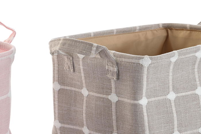 DKD Home Decor Cesta Basicos Gris Beige 25 x 18 x 35 cm (4 Unidades)