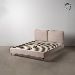 Cama Beige Tejido Dormitorio 163 X 215 X 93 cm