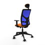 PIQUERAS Y CRESPO Silla de oficina Motilla con mecanismo Sincro/Traslack Azul y Naranja