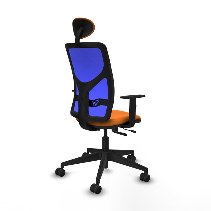 PIQUERAS Y CRESPO Silla de oficina Motilla con mecanismo Sincro/Traslack Azul y Naranja