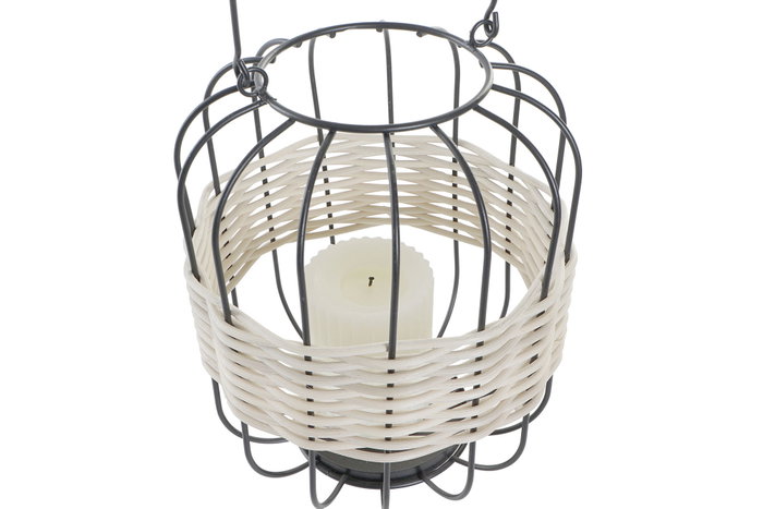 DKD Home Decor Portavelas Hierro y Ratán Natural 20x20x23 cm DKD Home Decor Portavelas Hierro y Ratán Natural 20x20x23 cm