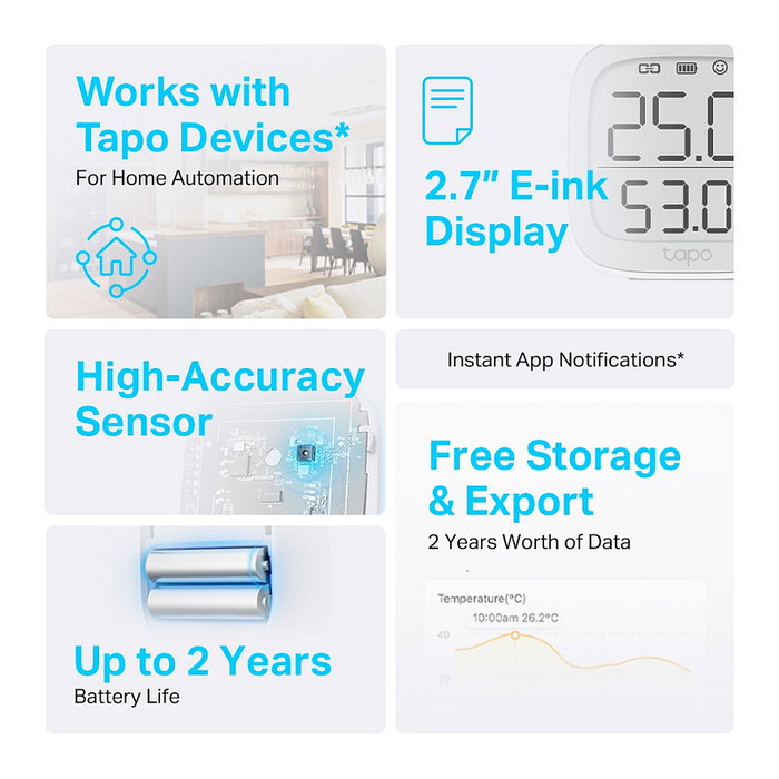 TP-Link Tapo T315 Sensor de temperatura y humedad Blanco