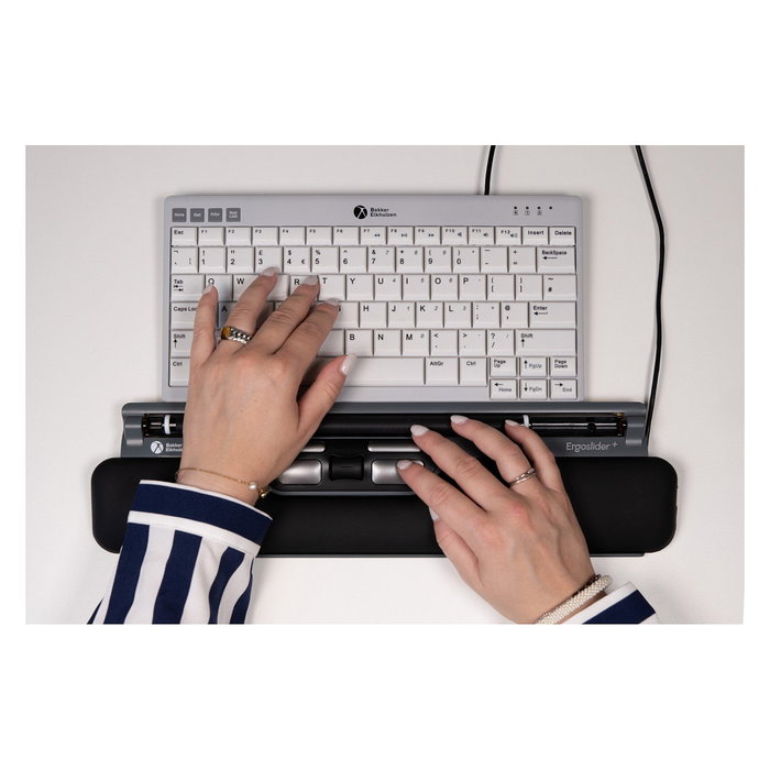 BakkerElkhuizen ErgoSlider+ Ratón Ergonómico Ambidiestro, 1600 DPI Laser, 5 Botones Programables, Color Negro/Gris/Amarillo, Cable 1.4 m, BNEESLDG