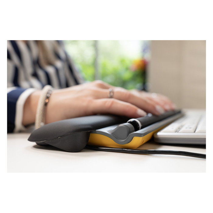 BakkerElkhuizen ErgoSlider+ Ratón Ergonómico Ambidiestro, 1600 DPI Laser, 5 Botones Programables, Color Negro/Gris/Amarillo, Cable 1.4 m, BNEESLDG