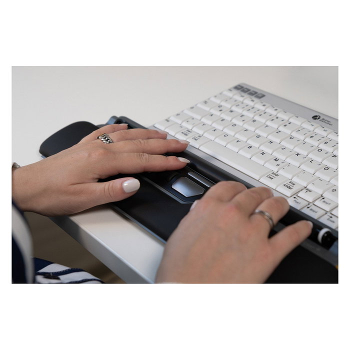 BakkerElkhuizen ErgoSlider+ Ratón Ergonómico Ambidiestro, 1600 DPI Laser, 5 Botones Programables, Color Negro/Gris/Amarillo, Cable 1.4 m, BNEESLDG