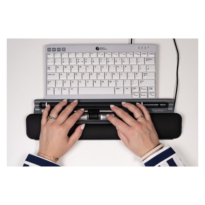 BakkerElkhuizen ErgoSlider+ Ratón Ergonómico Ambidiestro, 1600 DPI Laser, 5 Botones Programables, Color Negro/Gris/Amarillo, Cable 1.4 m, BNEESLDG