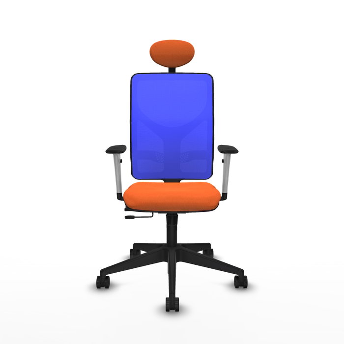 PIQUERAS Y CRESPO Silla de oficina Motilla con mecanismo Sincro/Traslack, Tela Naranja y Malla Azul PIQUERAS Y CRESPO Silla de oficina Motilla con mecanismo Sincro/Traslack, Tela Naranja y Malla Azul