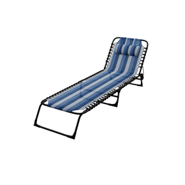 Marbueno Tumbona Plegable Acero Con Cojin Jardin y Piscina 190X58X27 cm Rayas Azules 10171