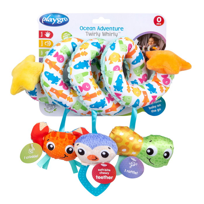 Playgro Ocean Adventure Twirly Whirly 0188664 Mordedor Texturizado con Amigos Marinos para Bebé (Multilenguaje) Playgro Ocean Adventure Twirly Whirly 0188664 Mordedor Texturizado con Amigos Marinos para Bebé (Multilenguaje)