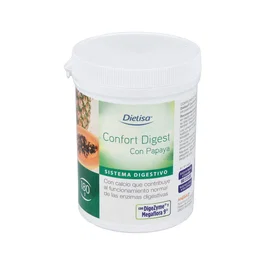DIETISA Confort Digest Papaya 180Gr Suplemento Digestivo con Fibra Calcio Enzimas Digestivas