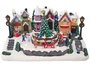 DKD Home Decor Ciudad Navidad Tradicional con Movimiento Musical, Luces LED, Multicolor, Resina, 18.5x32x19 cm