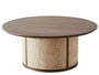 DKD Home Decor Sixties Mesa Centro Mango y Fibra Marron Oscuro Natural 85x85x47 cm