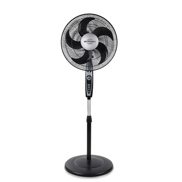 Orbegozo SF 0149 Ventilador de Pie Negro, 40 cm (5 Aspas), 3 Velocidades, Oscilante, Cabezal Inclinable, Altura Regulable hasta 128 cm, 60 W