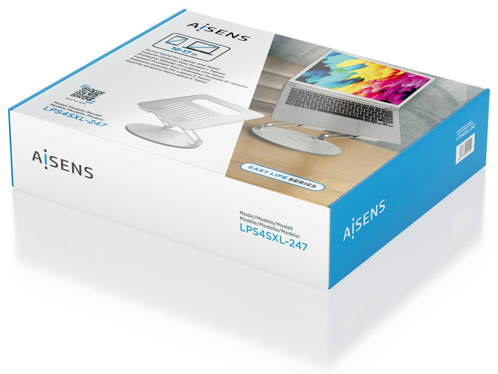 Aisens Soporte de Sobremesa XL Giratorio para Portátil y Tableta 10-17 pulgadas, Plata