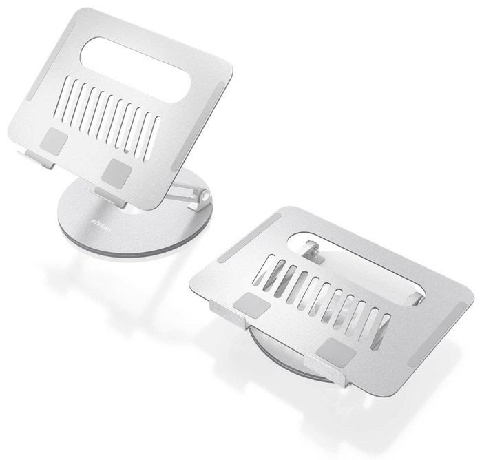 Aisens Soporte de Sobremesa XL Giratorio para Portátil y Tableta 10-17 pulgadas, Plata