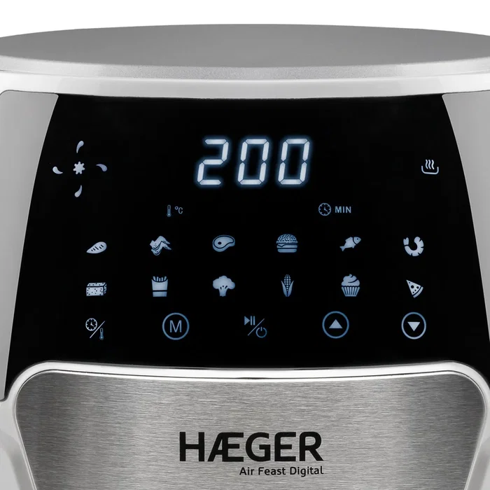 Haeger AF-D42.007A Freidora de Aire Caliente 4.2L, 1500W, 13 Programas, Blanco, Funciones de Freír y Hornear, Pantalla Táctil