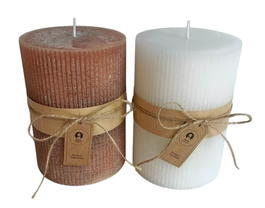 DKD Home Decor Vela de Cera de Parafina Surtida Blanco y Marrón