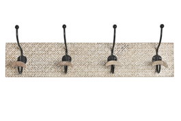 DKD Home Decor Perchero de Pared Indio Natural Blanco 14 x 21 x 76 cm (2 Unidades)